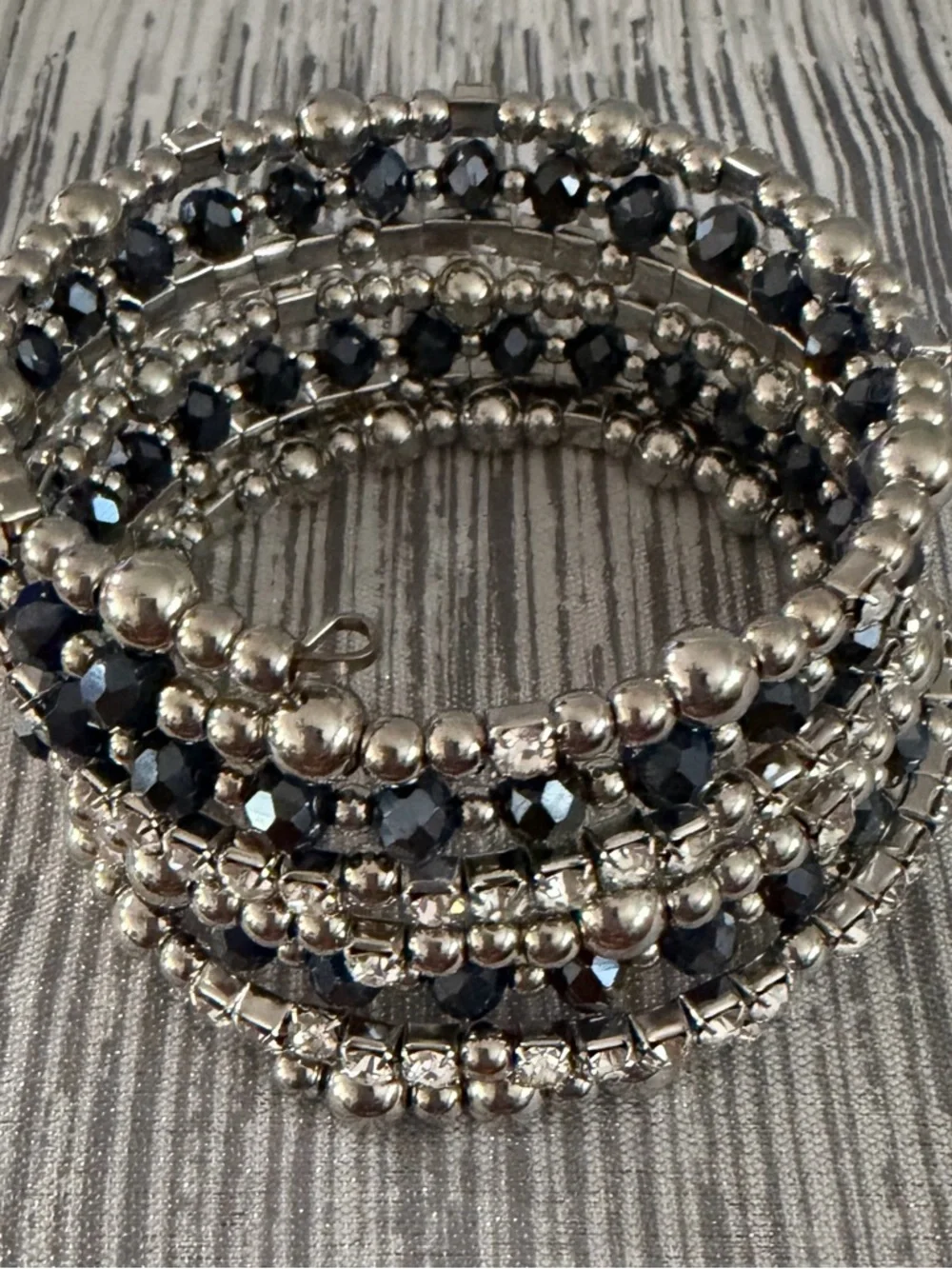 Silver and Navy Beaded Women's Bracelet Set